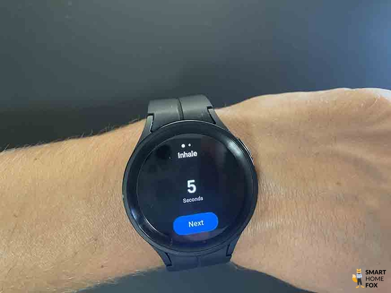 Man sieht die Atemübungen auf der Galaxy Watch 5.